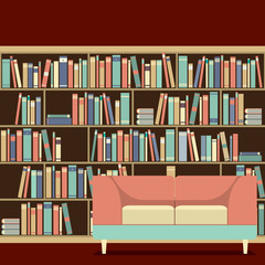 Reading Seat In Front Of A Bookcase.