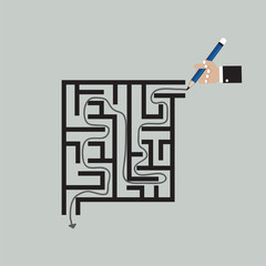 Maze Labyrinth Graphic Vector Illustration.