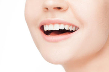 Beautiful and healthy woman smile, close-up