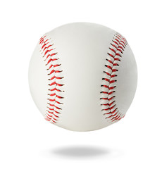 Baseball ball close-up on a white background.