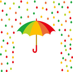 Umbrella and rain drops of color