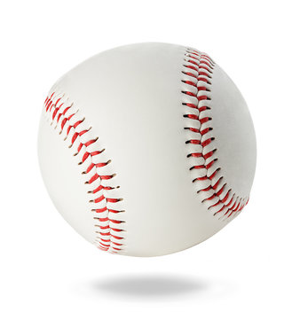 Baseball ball close-up on a white background.