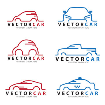Red and blue Line car logo sign vector set design