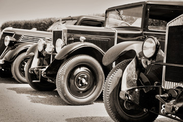 Vintage cars, black and white