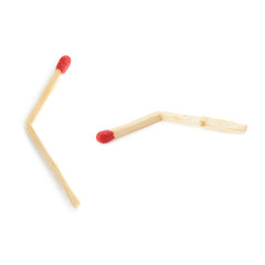 Set of Broken Wooden match isolated over the white background