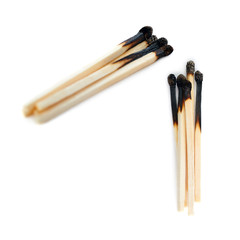 Set of Pile of Wooden matches isolated over the white background