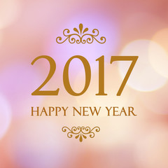 Happy New Year 2017 year on abstract blur background