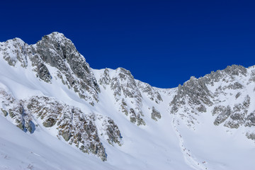 Senjojiki cirque at the Central Japan Alps in winter in Nagano, Japan