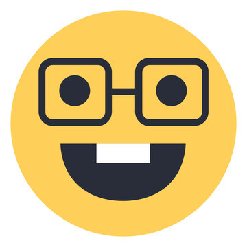 Nerd face - Flat Emoticon design | Emojilicious
