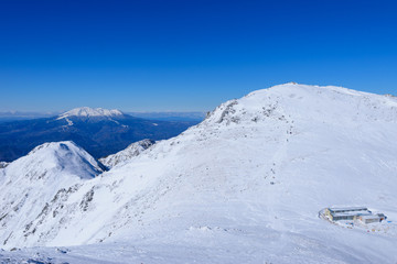 Mt.Kisokoma and Ridge line of the Central Japan Alps in winter in Nagano, Japan