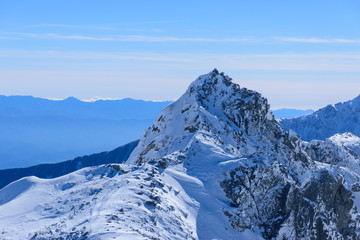 Fototapeta na wymiar Mt.Hoken at the Central Japan Alps in winter in Nagano, Japan