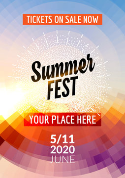Summer festival flyer design template. Summer poster flyer template colorful design