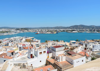 Fototapeta na wymiar Ibiza harbor, view from Dalt Vila
