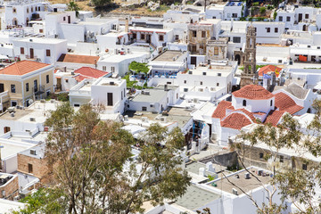 .Город Линдос в Греции на острове Родос