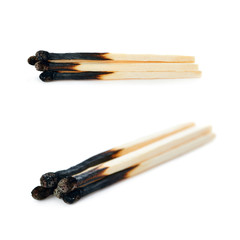 Set of Pile of Wooden matches isolated over the white background