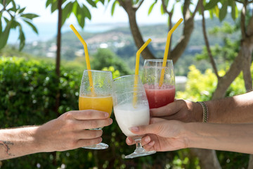 Fruit smoothie, smoothie mango, banana cocktail, water-melon juice