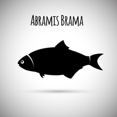 Abramis brama fish vector logo. Bream fish icon. Vector silhouette of Common Bream, Abramis brama