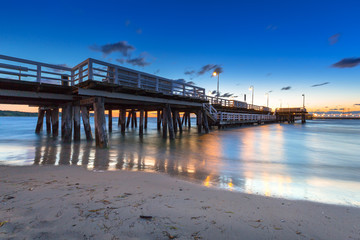 Obraz premium Baltic sea with Molo (pier) in Sopot at dawn, Poland