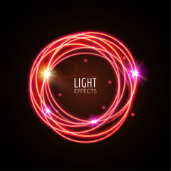 Light effects rings. Motions glowing lines with particles. Modern style. Shining lines