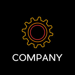 Fototapeta premium Vector sign abstract gear, in linear style on black background