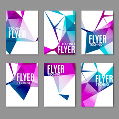 Abstract technology polygonal flyer set. Modern polygonal flyer brochure set