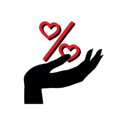 Love percentage. Discount and sale concept represented by percentage sign.