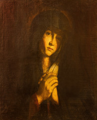 Obrazy  Avila, Hiszpania, kwiecień - 18, 2016: Lady of Sorrow malarstwo Catedral de Cristo Salvador (Sala de la Pasion) przez nieznanych artystów z 17. centów.