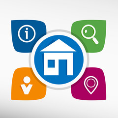 House sign and icons set vector illustration. Modern Flat style 