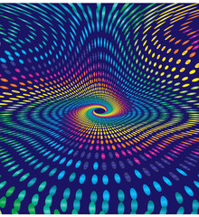 Abstract future concept wavy dots, lights background.