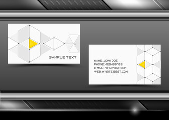 Vector abstract creative business cards with triangles and lines (set template)