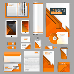 White identity template with blue origami elements. Vector compa © ploygraphic