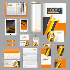 White identity template with blue origami elements. Vector compa © ploygraphic