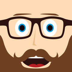 geek mustache guy cartoon character