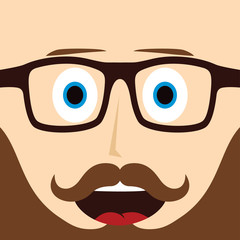 geek mustache guy cartoon character