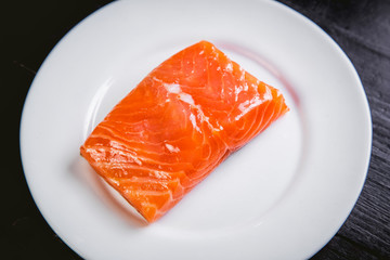 delicious salmon steak, cooking dish, tasty food