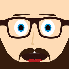 geek mustache guy cartoon character