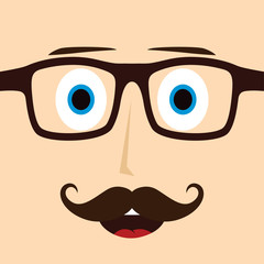 geek mustache guy cartoon character