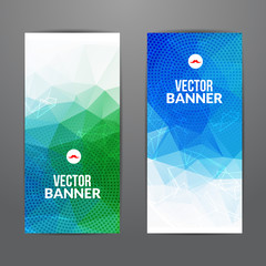 Set of polygonal triangular colorful background banners poster booklet with swirls for modern design, youth graphic concept