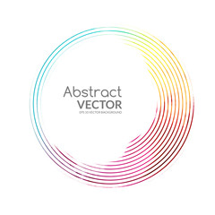 Abstract vector round banner colorful lines with place for text