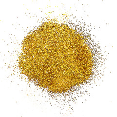Luxury gold glitter sparkles on white background