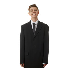 Cute teenager boy over white isolated background