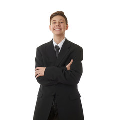 Cute teenager boy over white isolated background