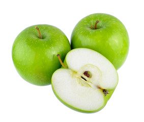 green apple on white background