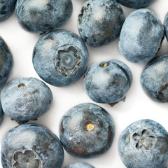 Bilberry or blueberry over white background
