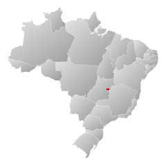 Fototapeta premium Map - Brazil, Brazilian Federal District