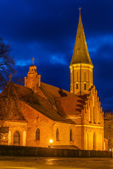 Kaunas, Lithuania: Vytautas' the Great Church at night