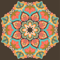 Ornamental round pattern, circle background. Ornate mandala style. Invitation, wedding card, scrapbooking.