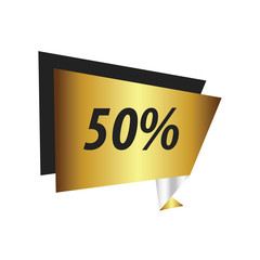 fifty percent Label Origami  Gold, silver