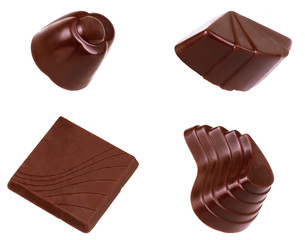 Chocolate sweets collection on a white background