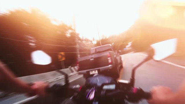 Fast moving motorcycle racer blur background